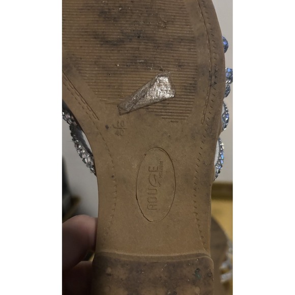 Rhinestone Sandals‎ women size 10 silver slides strappy - Picture 5 of 6